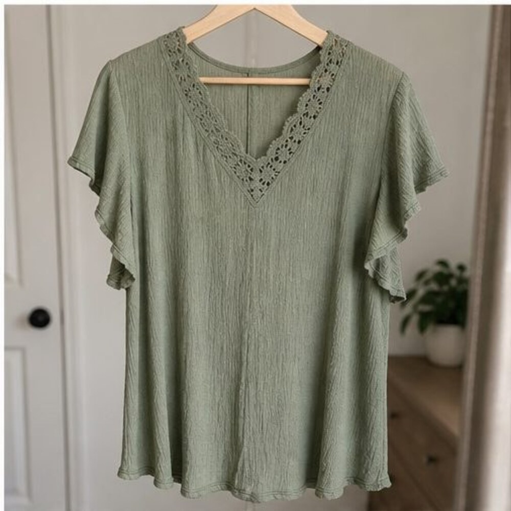 Sage Button Blouse